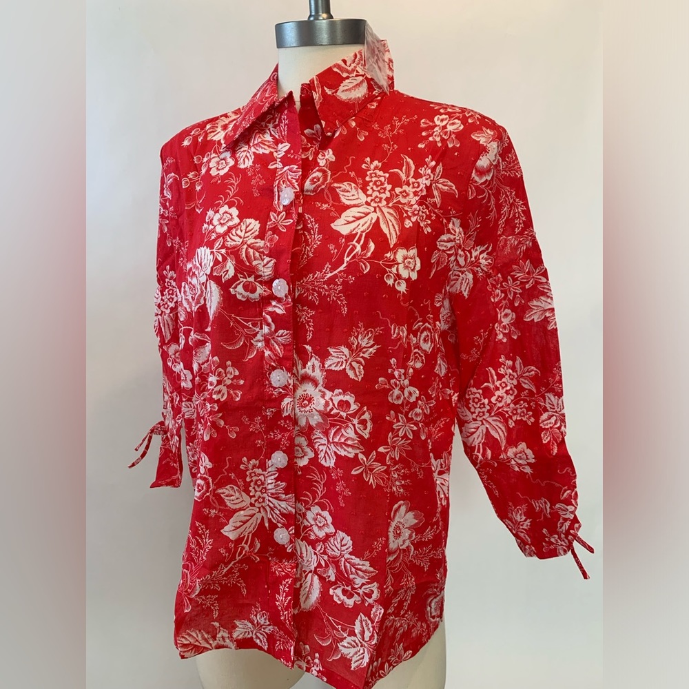 Draper’s & Damons floral button up shirt. Resortwear Vacation beach coast medium